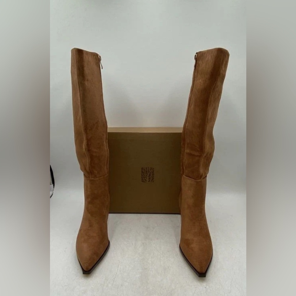 Stylish Tan Suede Heeled Boots